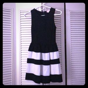 Black and white striped mini dress